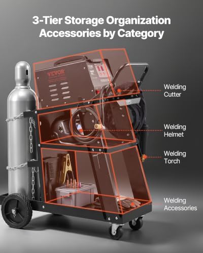 VEVOR Welding Cart, 3-Tier Welder Cart Heavy Duty 400 LBS Weight Capacity