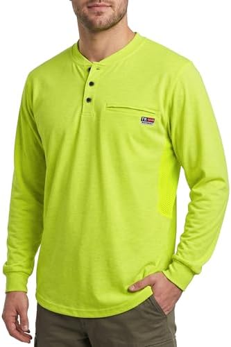 BOCOMAL FR Shirts for Summer Breathable Vented Mesh Flame Resistant Henley