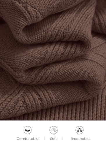 Okiwam Women's Long Sleeve Sweaters Crewneck Cable Knit Pullover