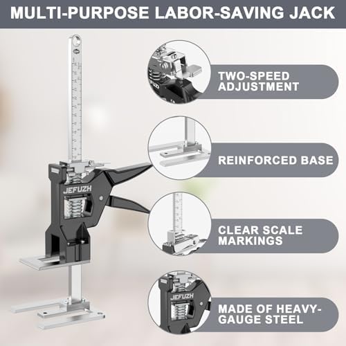 Labor Saving Arm Jack 2 Pack, 440 LBS Load Capacity Multi-Purpose Height Adjustable Lifting Tool, Handheld Furniture Lifter Furniture Jacks for Door Installation, Floor Tile Alignment, Cabinet Moving