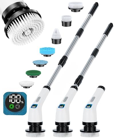 Electric Spin Scrubber for Bathroom | Shower Cleaner Brush with Long Handle