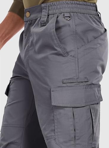 Mens Cargo Work Pants Durable Ripstop Tactical Pants with 7 Pockets Outdoor Water Resistant Hiking Woking Construction Pants