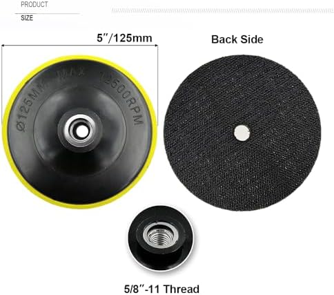 SHDIATOOL 5-Inch Backer Pad Backing pad of Foam Plastic Body with 5/8-Inch-11 Thread for Diamond Polishing Pads Pack of 10