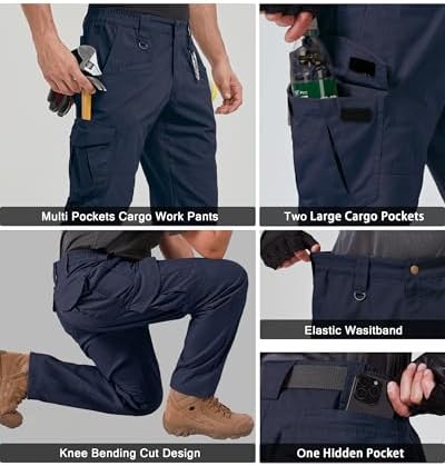 CNBQDD Mens Work Pants Cargo Tactical Construction for Men Ripstop Waterproof Lightweight Outdoor Hiking with Pockets