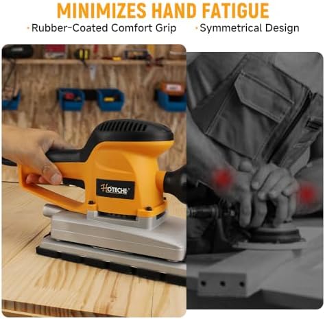 Hoteche 330W Sheet Sander, 115 * 229mm Aluminum Base Sander with 10000rpm, Yellow, Color Box Packaging
