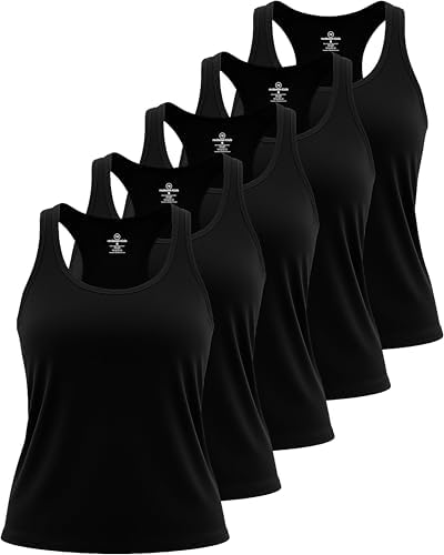 5 Pack Women's Dry Fit Tank Tops Sleeveless Athletic Workout Gym Yoga