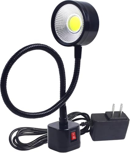 Led Magnetic Work Light 300mm Flexible Gooseneck lamp 500 Lumens 120 Volt for Sewing Machine Lathe Milling Drill Press Industrial Lighting