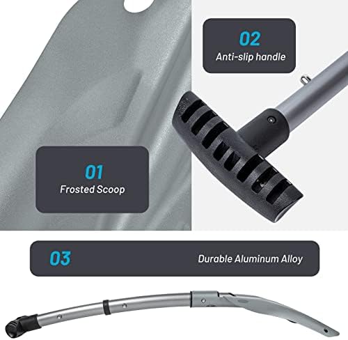 G2 Backcountry Lightweight Telescopic Avalanche Snow Shovel, Storage Down to 13 inch, Durable Aluminum Alloy Material, ABS Anti-Slip Proof Handle, Compact Storage Size (Grey)