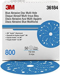 3M Hookit Blue Abrasive Disc, Multi-Hole, 36184, 6 in, 800+ Grade