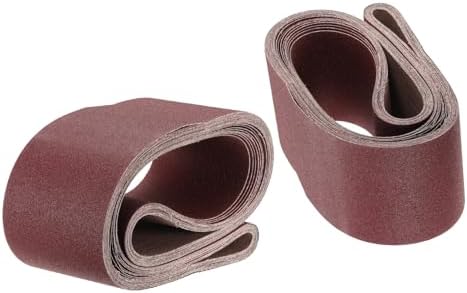 uxcell 10pcs 6" x 89" Sanding Belts 80 Grits Aluminum Oxide Abrasive Belt Sander Paper Sanding Papers for Metal Wood Grinding Polishing, Reddish Brown