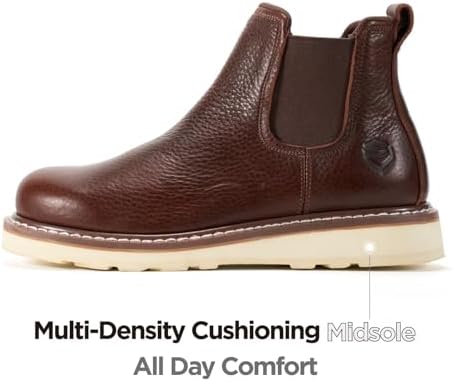 SUREWAY Men's 6-Inch Slip-On Chelsea Work Boots, Soft Toe Leather Boots
