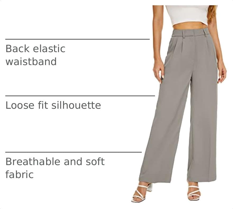 KICZOY Women Casual Wide Leg Dress Pants High Waist Lightweight Flowy Pants