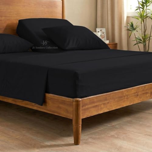 JS Sanders Collection Split Head Sheet Set 4PC Cal. King Size, Black