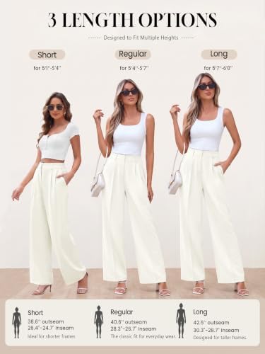 KICZOY Women Casual Wide Leg Dress Pants High Waist Lightweight Flowy Pants