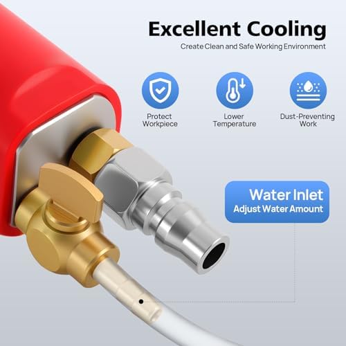 Air Wet Stone Polishers 4 Inch Pneumatic, 4300RPM Rock Polishing Kit Wet Air Sander Pneumatic Polishing Tool with Wrench and Water Pipe for Granite Marble Concrete Stones