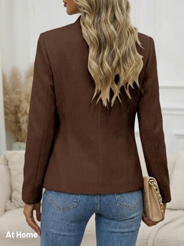 Mina Self 2026 Fall Women's Open Front Tweed Blazer,Plaid Fitted Jacket
