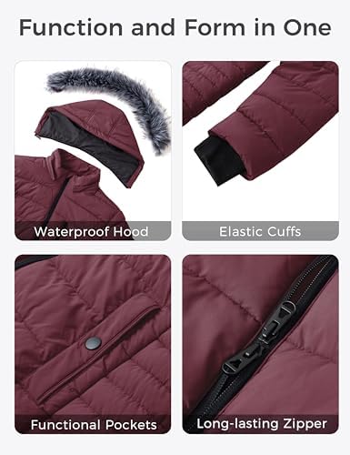 wantdo Women's Plus Size Winter Coats Puffer Coat Parka Jacket with Hood