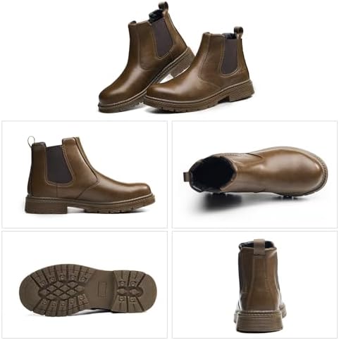 Steel Toe Boots for Men & Women,Slip On Work Boots for Construction