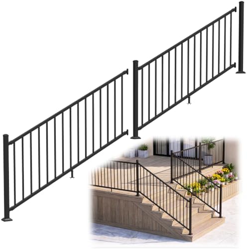36in H x 6ft W Modular Aluminum Porch and Deck Stair Railing Kit, 2-Pack