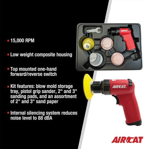 AIRCAT 6315-K 3" Mini Orbital Sanding Kit, 15,000 RPM
