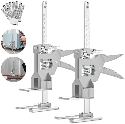 Labor Saving Arm Jack 2 Pack, 12 Inch All-Metal Hand Lifting Jack Tool, 440LBS Capacity Precise Control Slow/Fast Descent Furniture Jacks Lifter for Lifting Door Furniture, Wall Tile Positioning