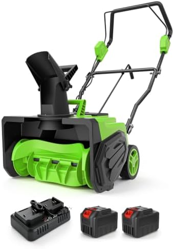 Electric Snow Blower Cordless 20"-Brushless Snow Thrower for Patio, Green