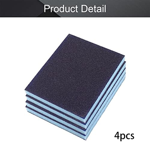 Utoolmart Sanding Sponge Sanding Blocks, 100 Grit Wet Dry Sandpaper Sponge, Washable and Reusable Sand Sponge Kit, for Kitchen Cookware Cleaning and Rust Removal of Rusted Metal, Blue, 4 Pcs