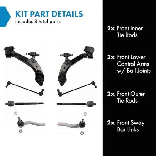 TRQ Front Steering and Suspension Kit Tie Rods Control Arms Ball Joints