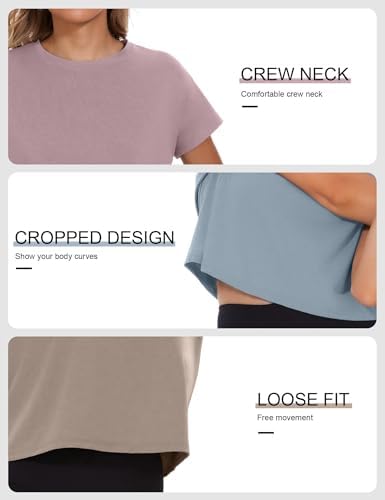 Dalavch 4/6 Pack Women's Crop Top Short Sleeve Athletic Workout Loose Fit