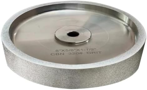 BUCKTOOL 320 Grit 8-Inch CBN Grinding Wheel, 1.5-Inch Wide, 5/8-Inch Arbor