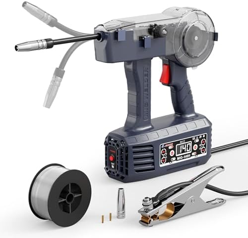 GZ GUOZHI 2026 Newest Handheld MIG Welder 110V, 140A Flux Core Welding Machine, Portable MIG Welder Gasless Inverter Wire Feed Welders,Upgrade 360° rotatable torch (MIG-140H)