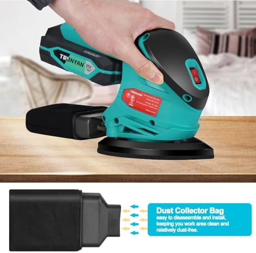 Cordless Detail Sander-20V 1.5Ah Electric Sander with 12000 OPM, Mouse Sander with Dust Bag & Sandpapers for Woodworking, Polishing, Paint Removal, Battery Included, Compatible with DeWalt 20V Battery
