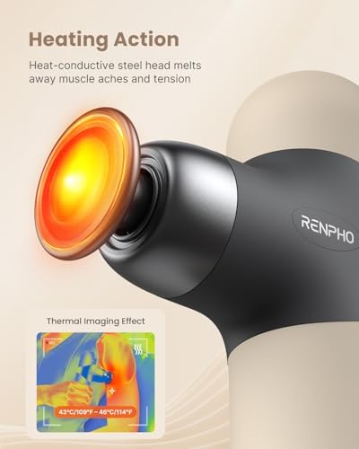 RENPHO Mini Thermal Massage Gun with Heat, Color Silicone Casing, 4 Speeds