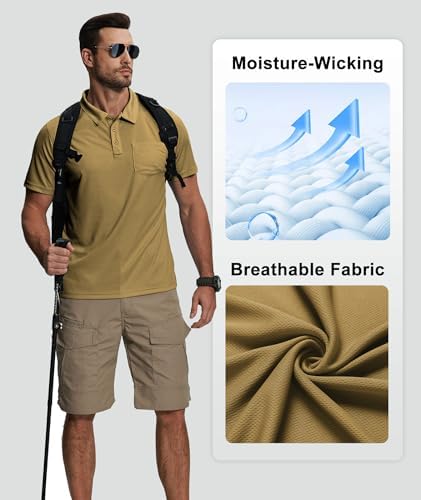 ZITY 5 Pack Polo Shirts for Men with Pocket Dry Quickly Short Sleeve Athletic Outdoor Work Collared Shirts