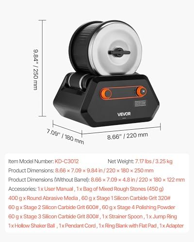 VEVOR Rock Tumbler Kit, 3 lbs Rock Polishing Kit, 4 Speed Settings 9-Day Polishing Timer Stone Polishing Kit, Rock Polisher with Rough Gemstones and Polishing Grits, Rock Polisher for Adults Kids