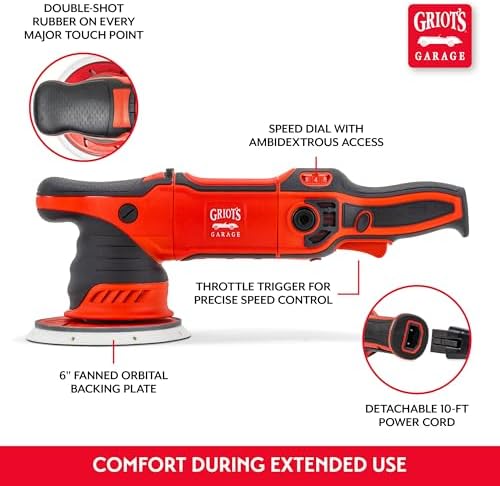 Griot's Garage 10921 G21 Long Throw Orbital Polisher, 1100 W, 21 mm