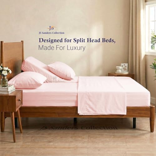 JS Sanders Collection Split Head Sheet Set 4PC Cal. King Size, Blush