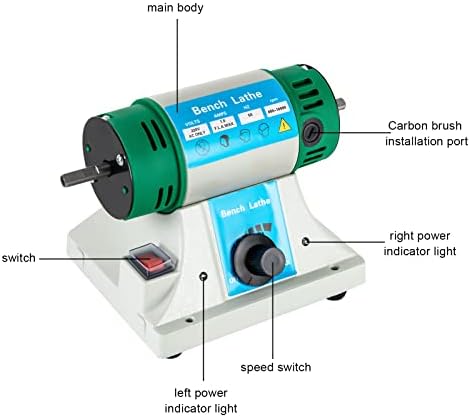 Jewelry Polisher, 320W 110V Bench Buffer Polisher with 2 Cloth Wheels, 2 Fiber Wheels, Adjustable Variable Speed Polishing & Buffing Machine for Jewelry, Wood, Silver, Dental, Metal, Jade