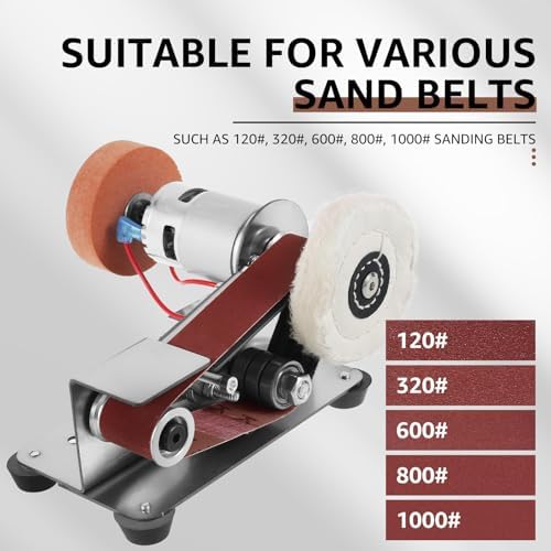 Mini Sander, 15 Electric Grinder, 7-Speed Knife Sharpener, Heavy Duty Sander w/30 Sanding Belts, Electric Grinding Machine for Metal Jewelry