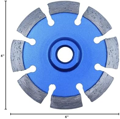 4 Inch 0.375" Width 5/8"-11 Arbor Diamond Crack Chaser Grinidng Wheel for Concrete, 0.375 Inch Thick Segments Diamond Mortar Joint Raking Blade (4" x 0.375")