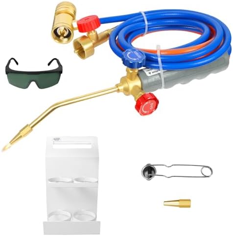 Brazing Torch Kit for MAPP Gas & Propane, Brass & Stainless Steel Cutting Torch Kit with Metal Case, Welding Torch Set for Soldering, Jewelry, HVAC, Glass Blowing