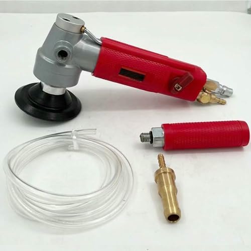 4 Inch Air Grinder, 4300RPM Pneumatic Polisher Grinder Granite Marble Stone Wet Air Sander for Marble Stone Polishing (Red)-