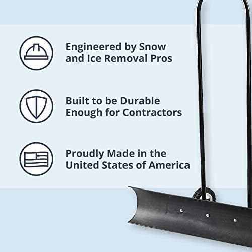 Snowcaster 70SNC 36-inch Bi-Directional Wheeled Snow Shovel Pusher and Barn Shovel, 10.5" x 36 ", Black