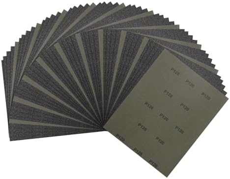 50Pcs Sand Paper 9x11Inch 120Grit Silicon Carbide Sandpaper Sheets