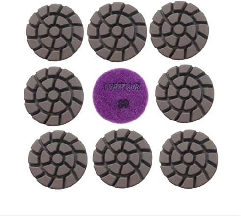 Concrete Floor Polishing Pucks Sharp Diamond Copper Bond Grinding Disc, Fit Ride-on Floor Grinder, Walk-Behind Grinder, 3 Inch Hook and Loop Long Using Life Polishing Pads, 30#,9 PCS