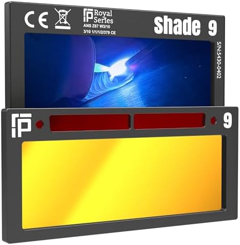 The King Single 2.0 | Shade 9 Gold Auto Darkening Welding Lens | 20A TIG Rating - No Flashing | 2" X 4.25" X 0.2" | Gold Welding Lens - Blue Puddle | Ridge Products Royal Series 2.0