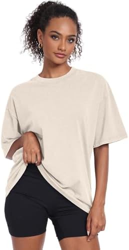 Womens Vintage Oversized T Shirts Acid Washed Baggy Cotton Tee Workout Gym Shirts Boyfriend Short Sleeve Tops