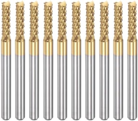 uxcell 10Pcs 2.7mm Titanium Coat Carbide End Mill Engraving Milling Cutter CNC Router Bits for PCB Machine, 1/8" Shank