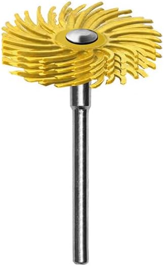 Dedeco Sunburst Radial Bristle Discs 5-Pack - 1" Curved 4-Ply Mounted Discs - Yellow 80 Grit (Coarse) - Aluminum Oxide for Polishing & Finishing