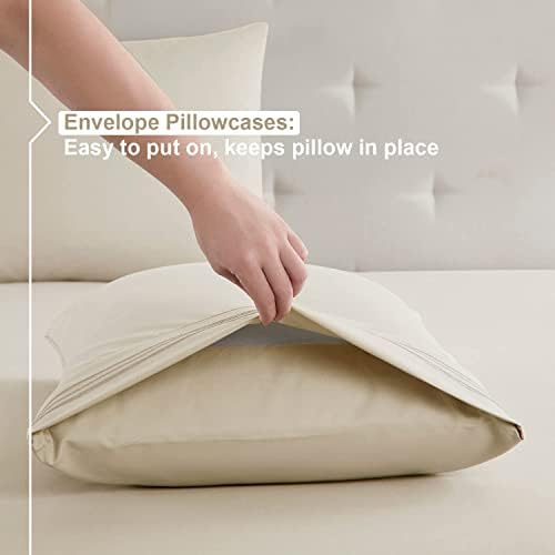 Nestl Cal King Sheets Set - 4 Piece California King Sheets, Extra Soft, Double Brushed Bedding for Cal King Size, 2 Tone Brown/Beige Set, Brown Fitted Sheet, Beige Flat Sheet, Beige Pillow Case